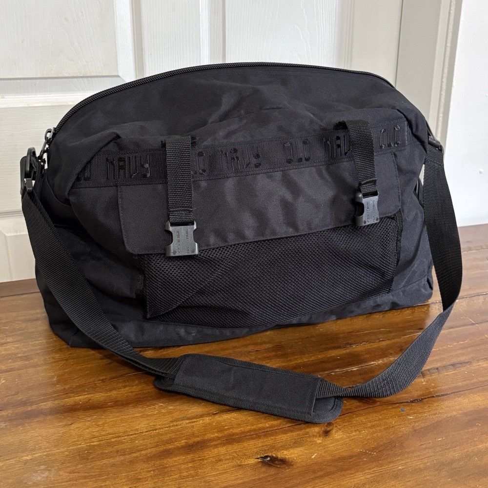 Vtg Y2K Old Navy Gym Duffle Bag Black Travel Pockets Utility 2000 - See